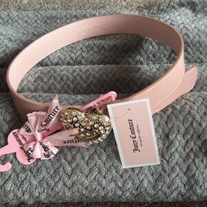 Juicy Couture Gold Heart Faux Diamond Studded Buckle Pink Belt Size S-M 37"